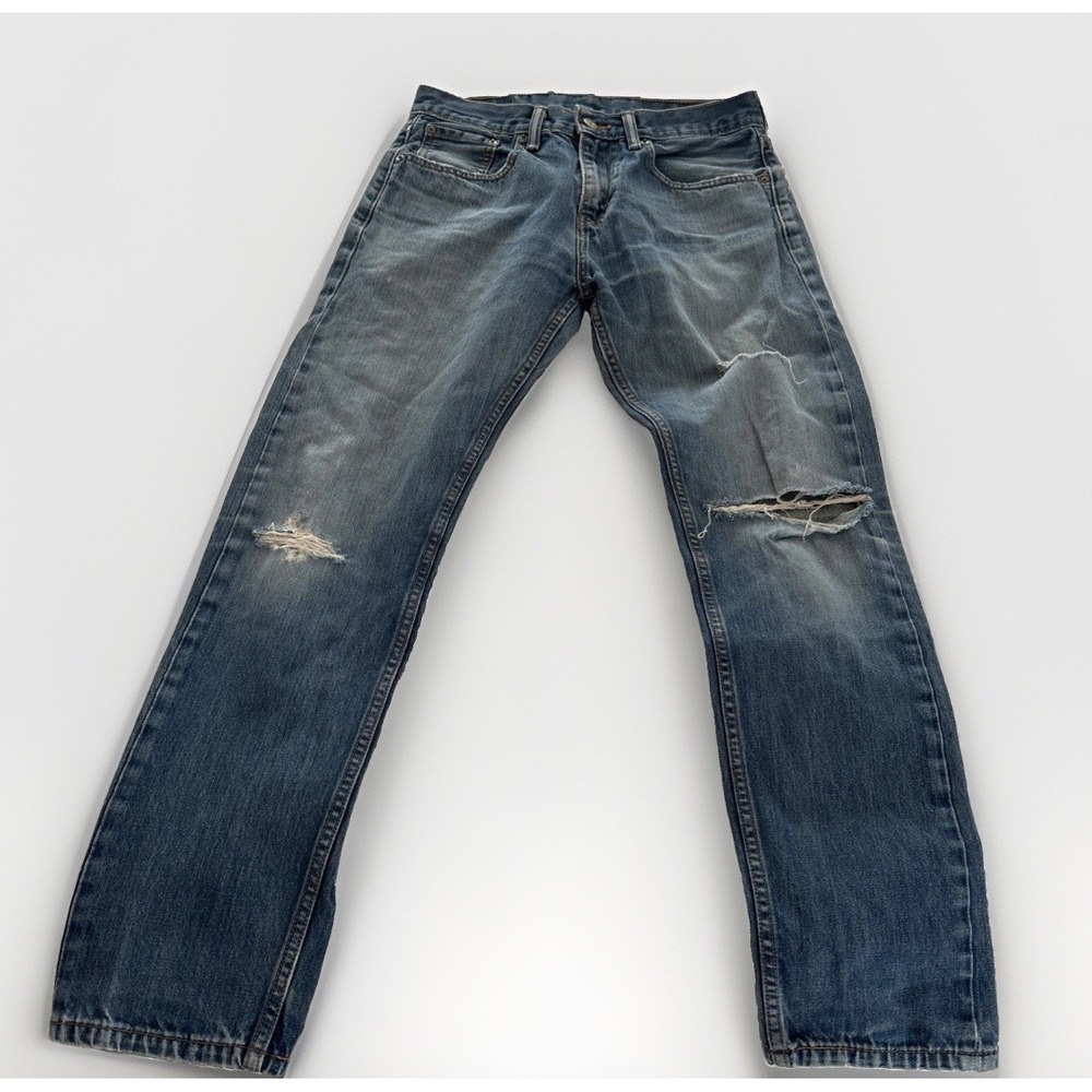 Levis 508 Womens Jeans Distressed Straight Leg Ripped 28x30 Medium Blue Wash